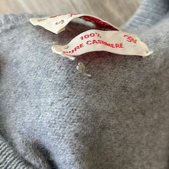 Vintage Alan Paine Women 100% Cashmere Sweater Sz 38 Argyle V-Neck Grey Englandd - Picture 4 of 9